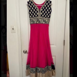Pink and Blue Anarkali